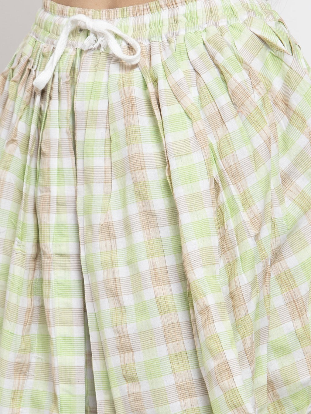 Jompers Women Green and White Striped Kurta with Dhoti Pants