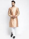 Jompers Men Bronze & White Woven Design Kurta with Pyjamas