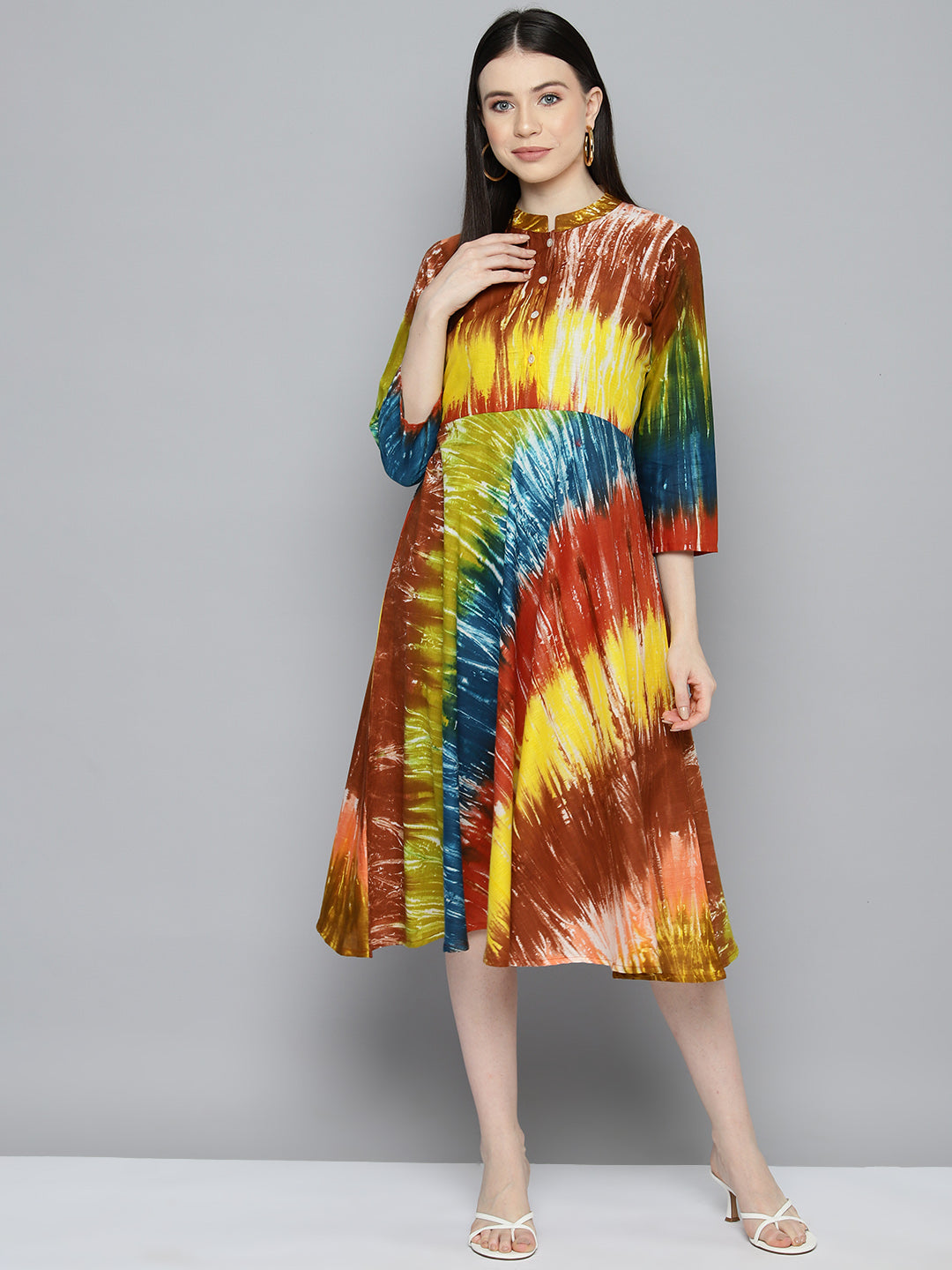 Jompers Women's Ombre effect flared dress - Orange