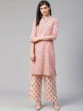Jompers Women Pink Floral Printed Kurta with Palazzos