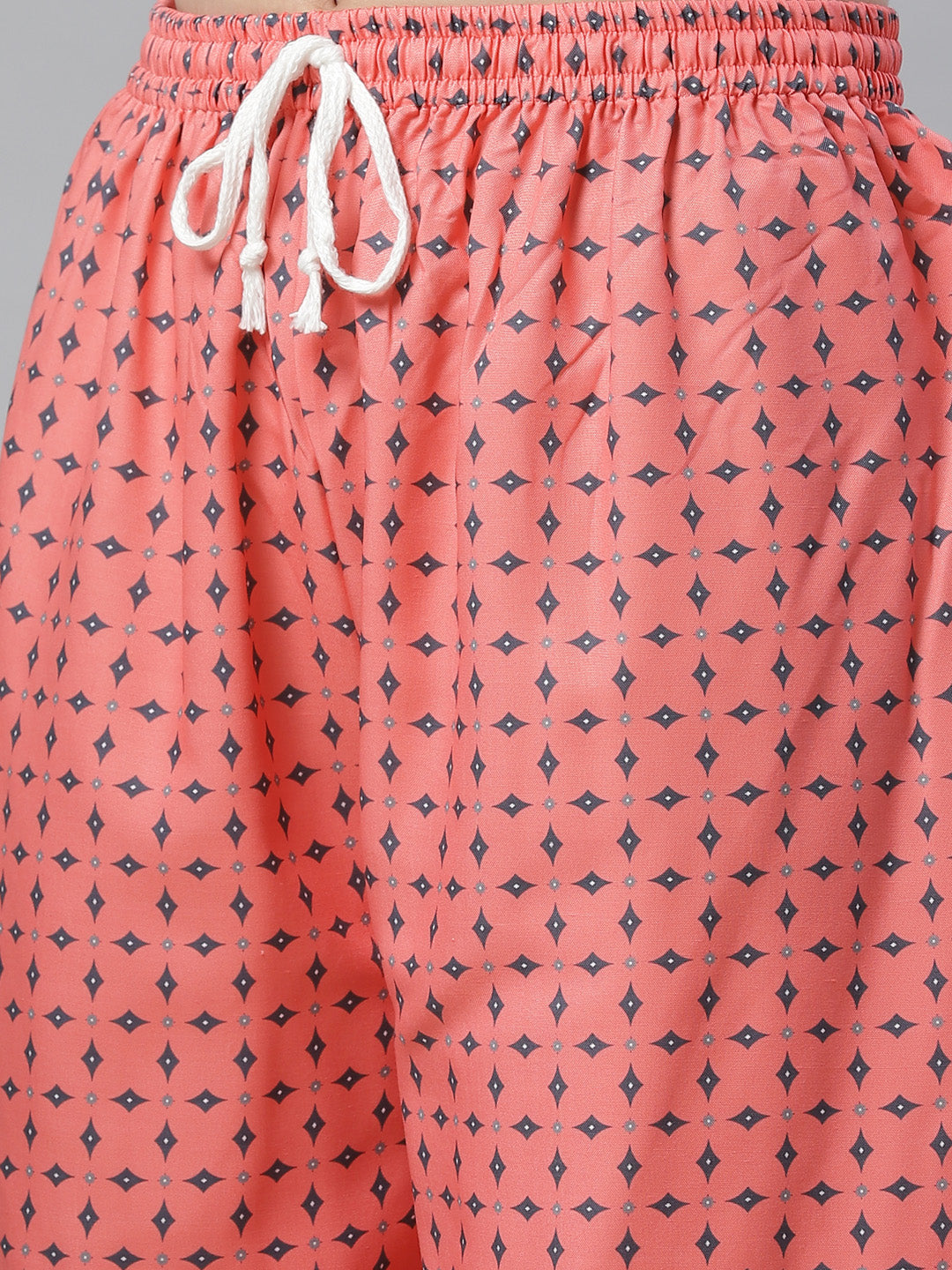 Jompers Women Charcoal Grey & Pink Floral Printed Kurta with Palazzos