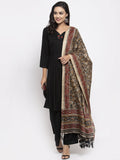 Jompers Women Black & Red Solid Kurta with Palazzos & Printed Dupatta