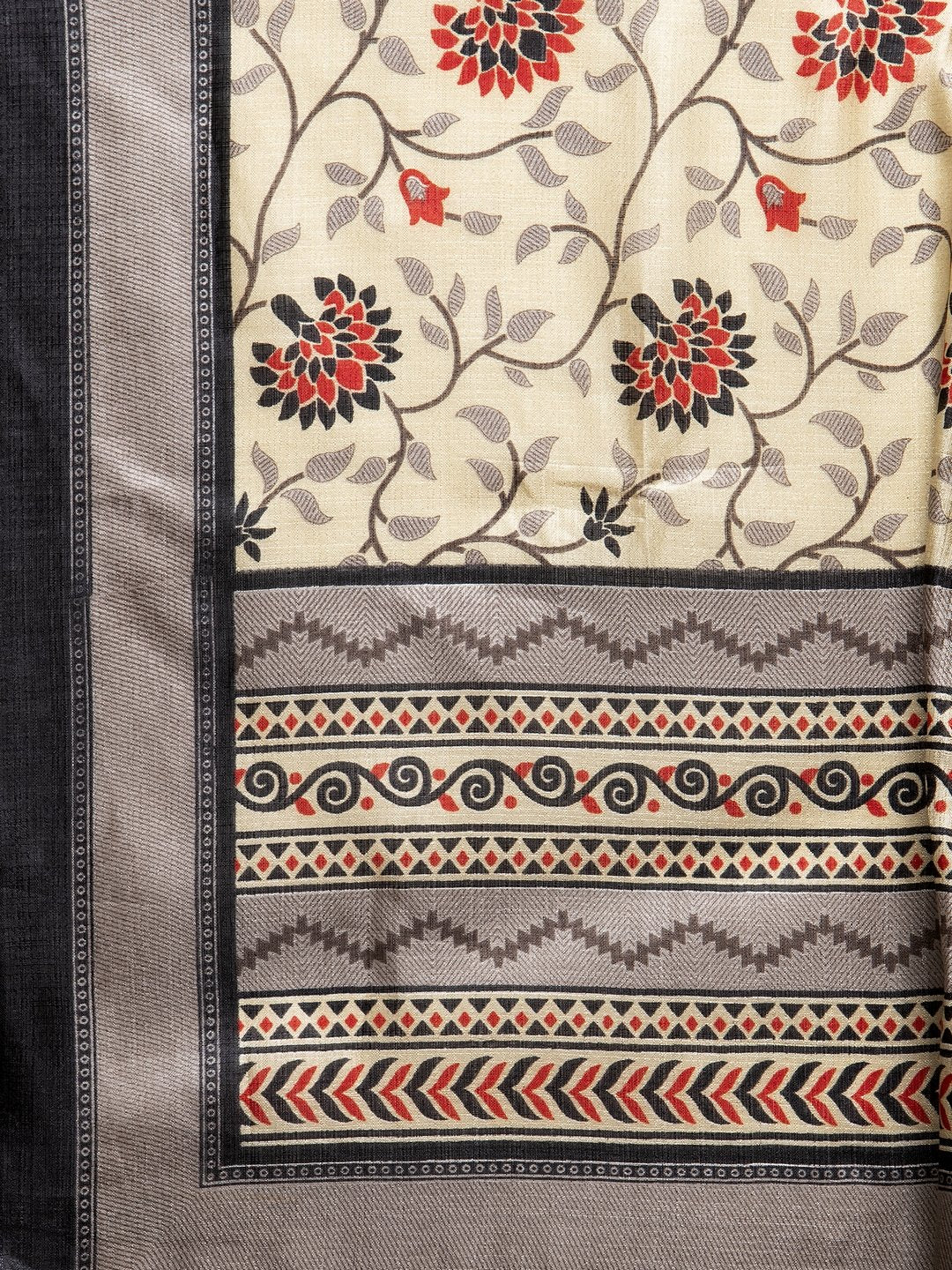 Jompers Women Black & Red Solid Kurta with Palazzos & Beige-Red Printed Dupatta