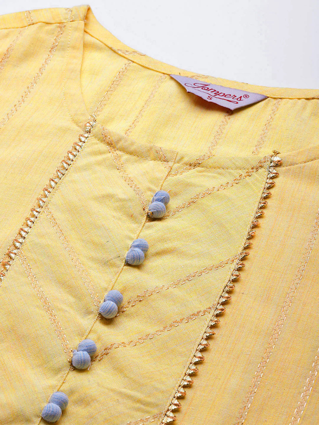 Jompers Women's Yellow Woven Design Gotta Patti Kurta with Sharara & Dupatta