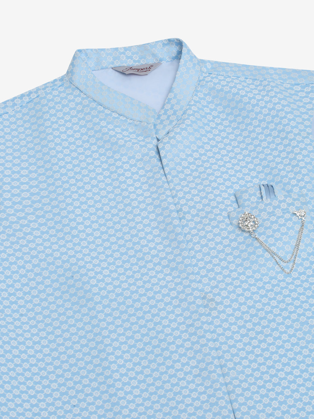 Jompers Men's Solid Kurta Pyjama With Shrug Jacket - Blue