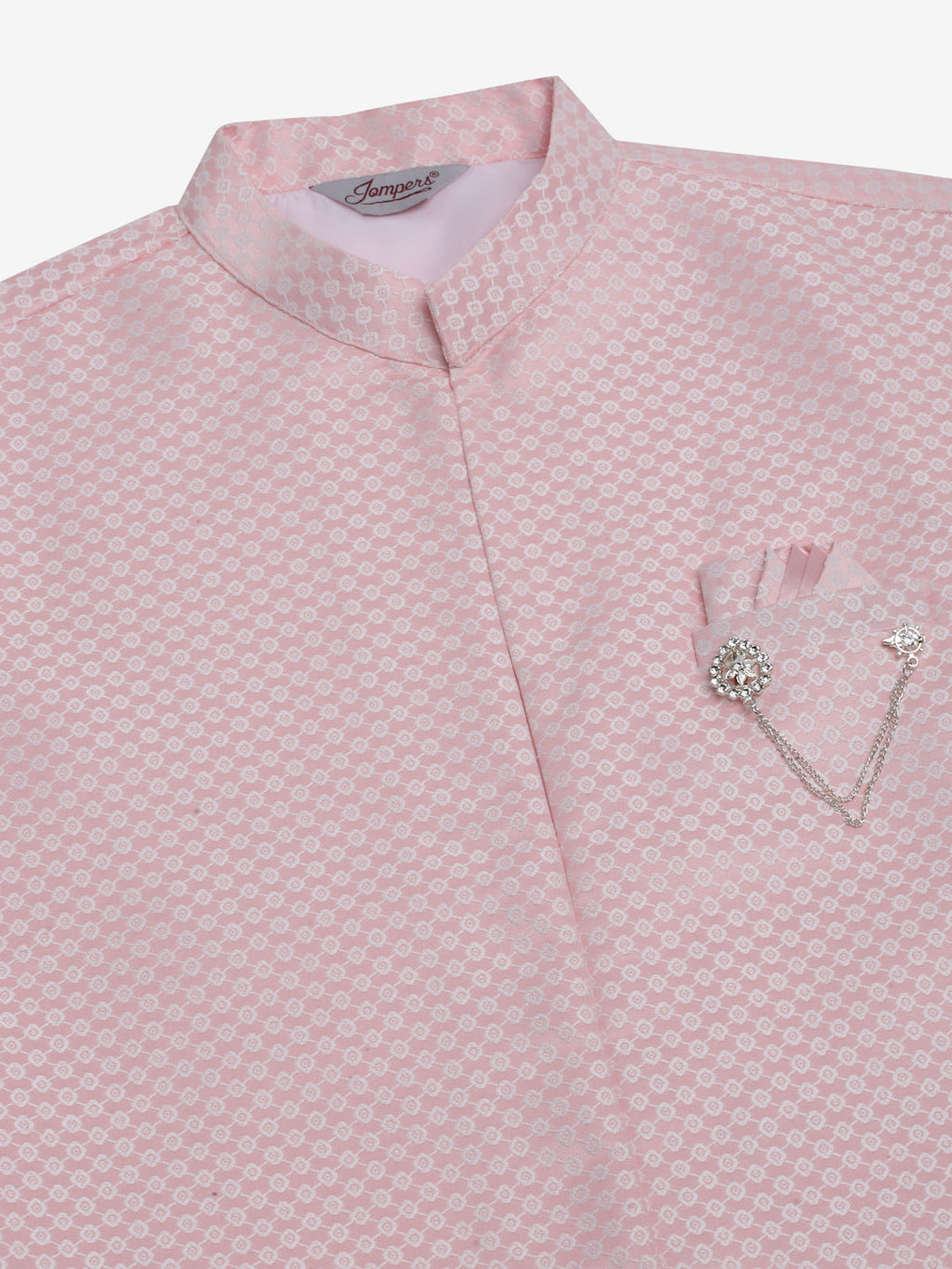 Jompers Men's Solid Kurta Pyjama With Shrug Jacket - Pink