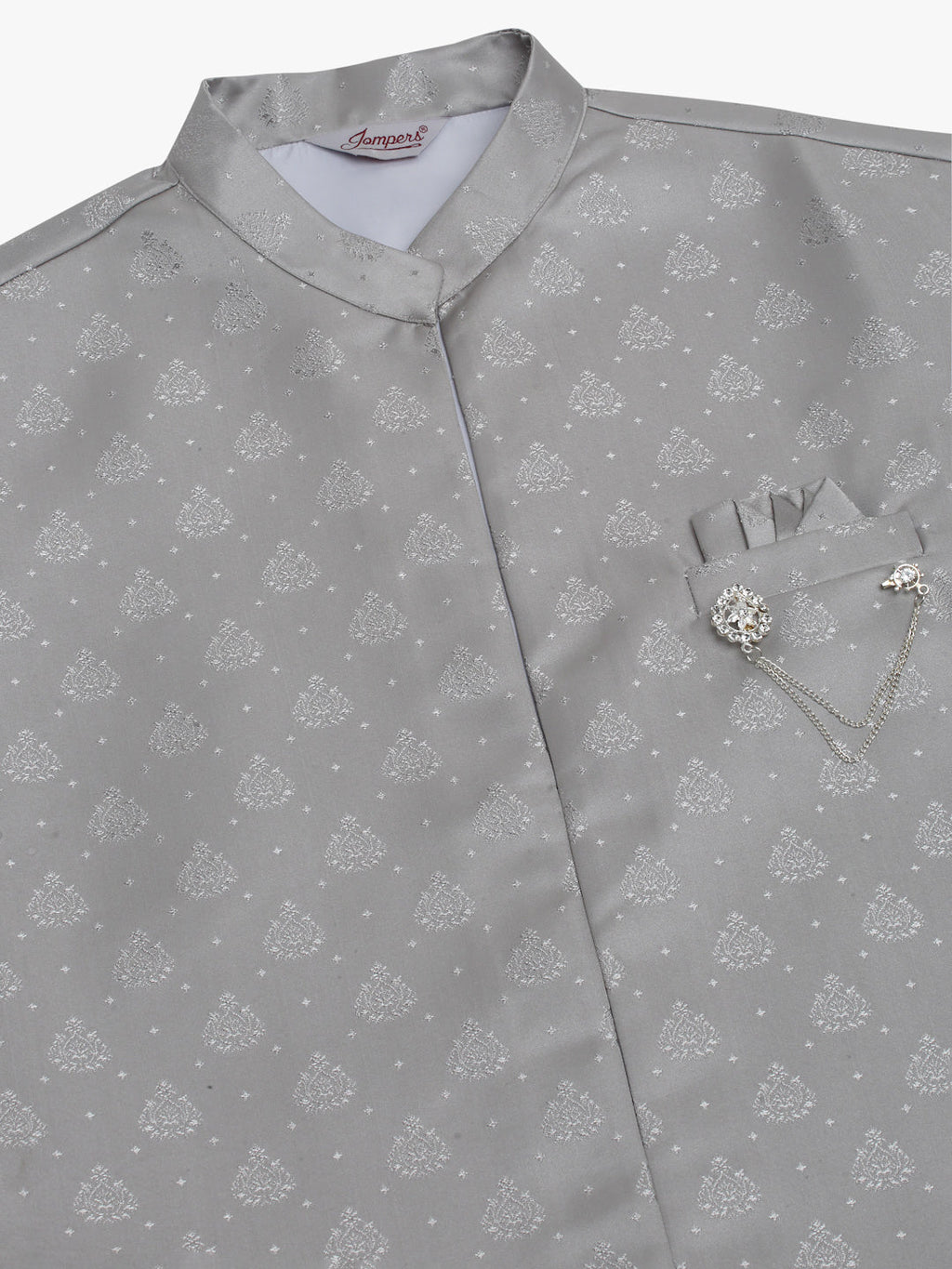 Jompers Men's Solid Kurta Pyjama With Shrug Jacket - Grey