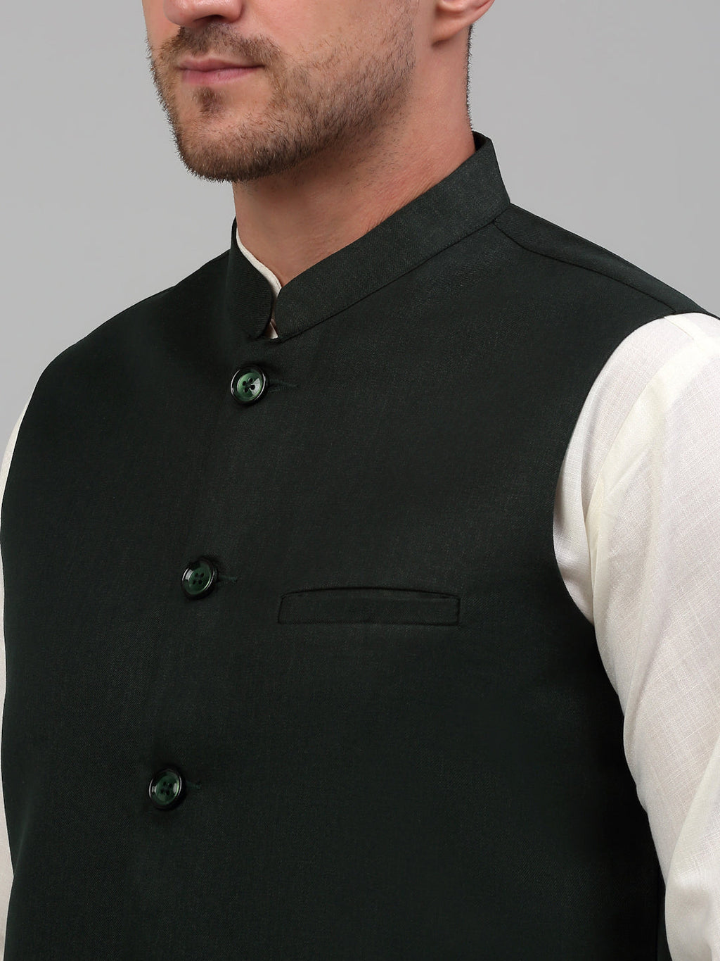 Jompers Men's Nehru Jacket with White Kurta Pyjama