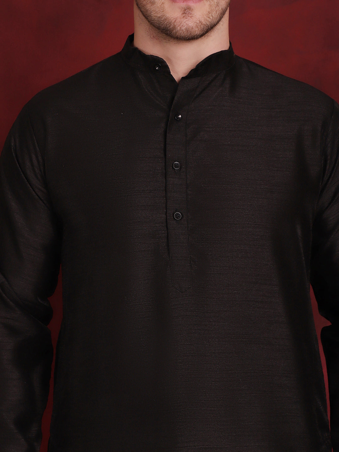 Jompers Men's Black Floral Printed Nehru Jacket With Kurta Pyjama Set