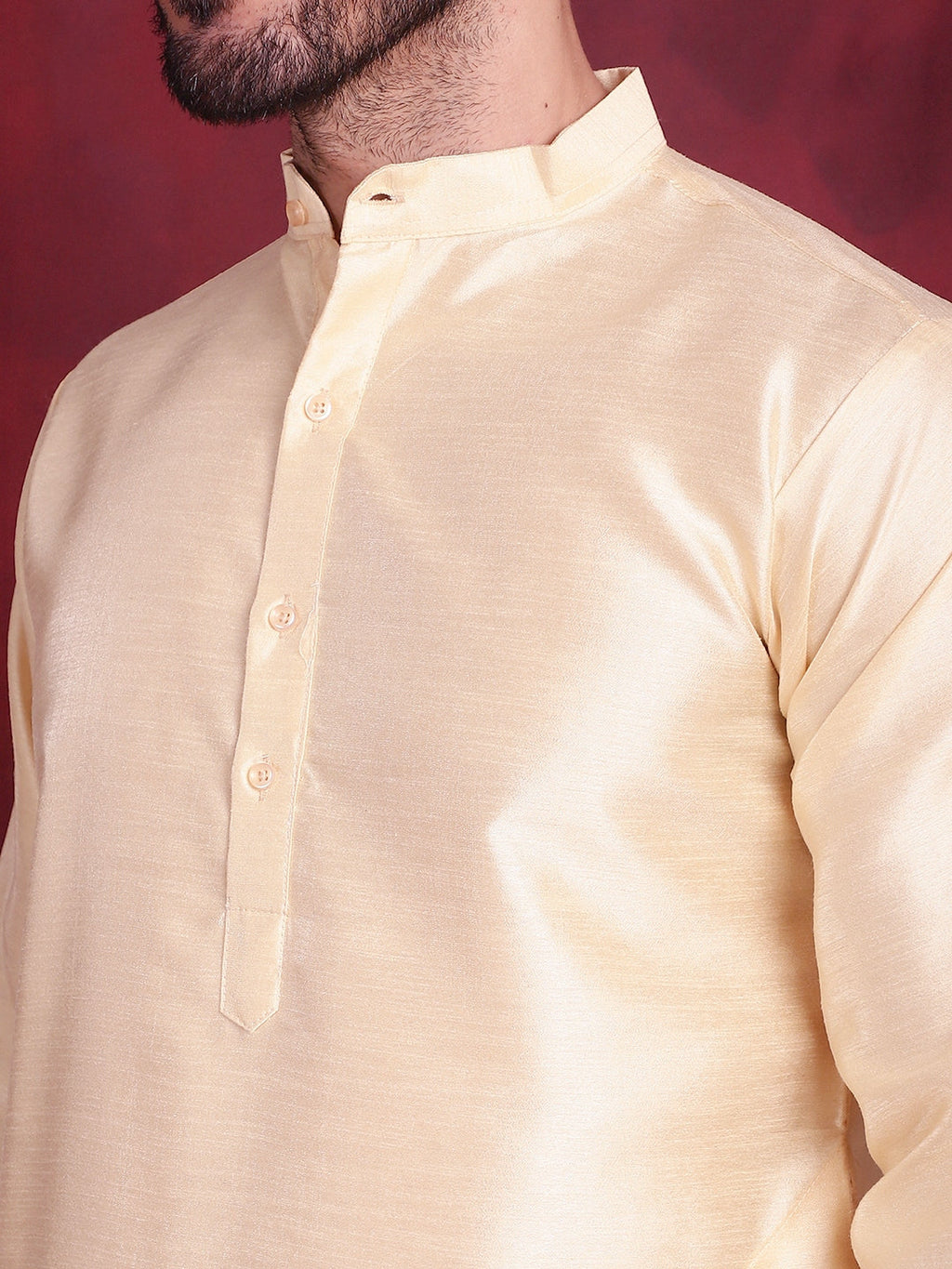 Jompers Men's Woven Design Nehru Jacket With Kurta Pyjama Set - Mustard
