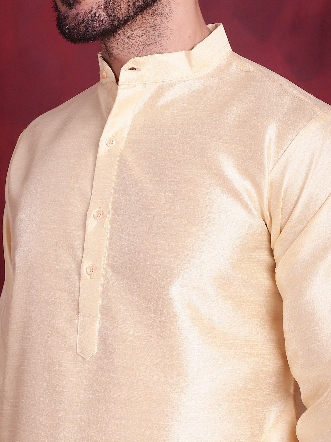Jompers Men's Woven Design Nehru Jacket With Kurta Pyjama Set - Mustard