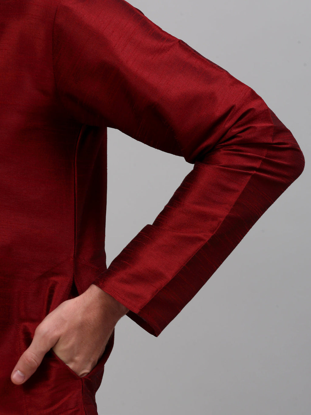 Jompers Men's Woven Design Nehru Jacket and Kurta Pyjama Set - Maroon