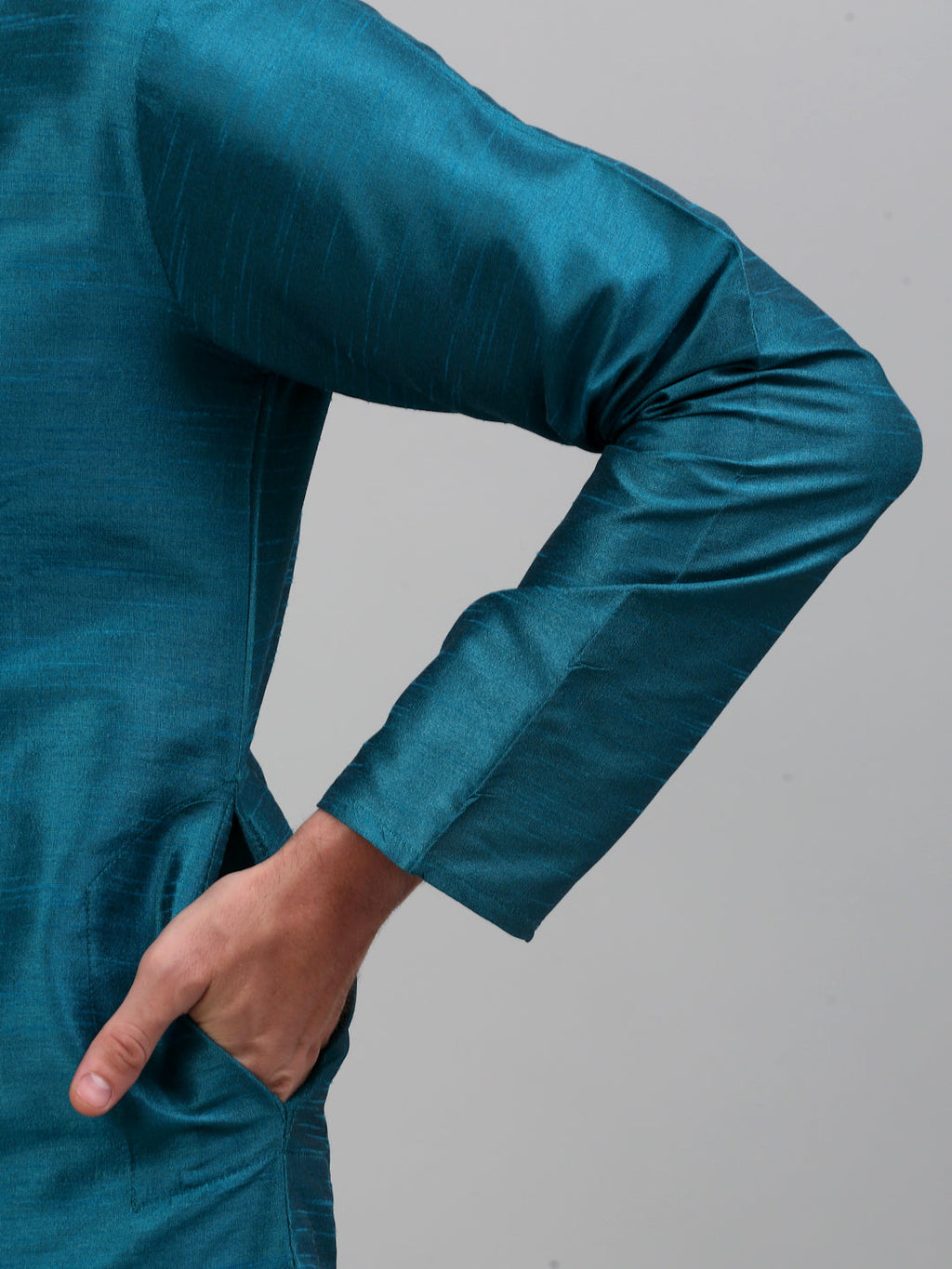 Jompers Men's Woven Design Nehru Jacket and Kurta Pyjama Set - Blue