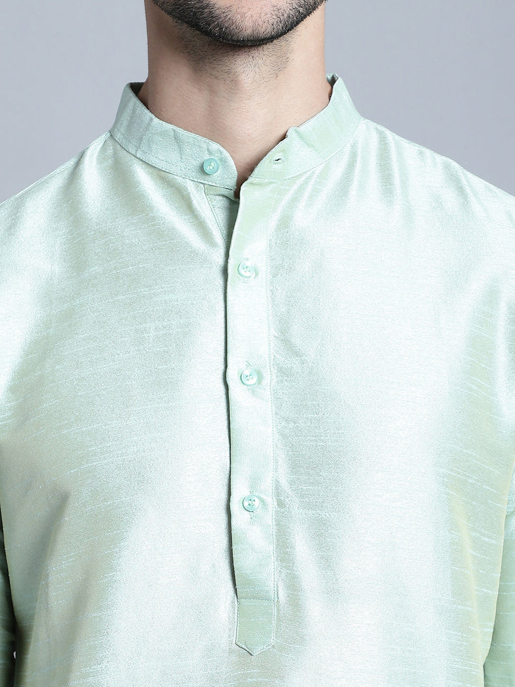 Jompers Men's Woven Design Nehru Jacket With Kurta Pyjama Set - Pista