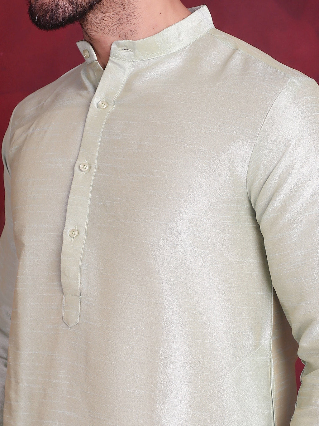 Jompers Men's Woven Design Nehru Jacket With Kurta Pyjama Set - Golden