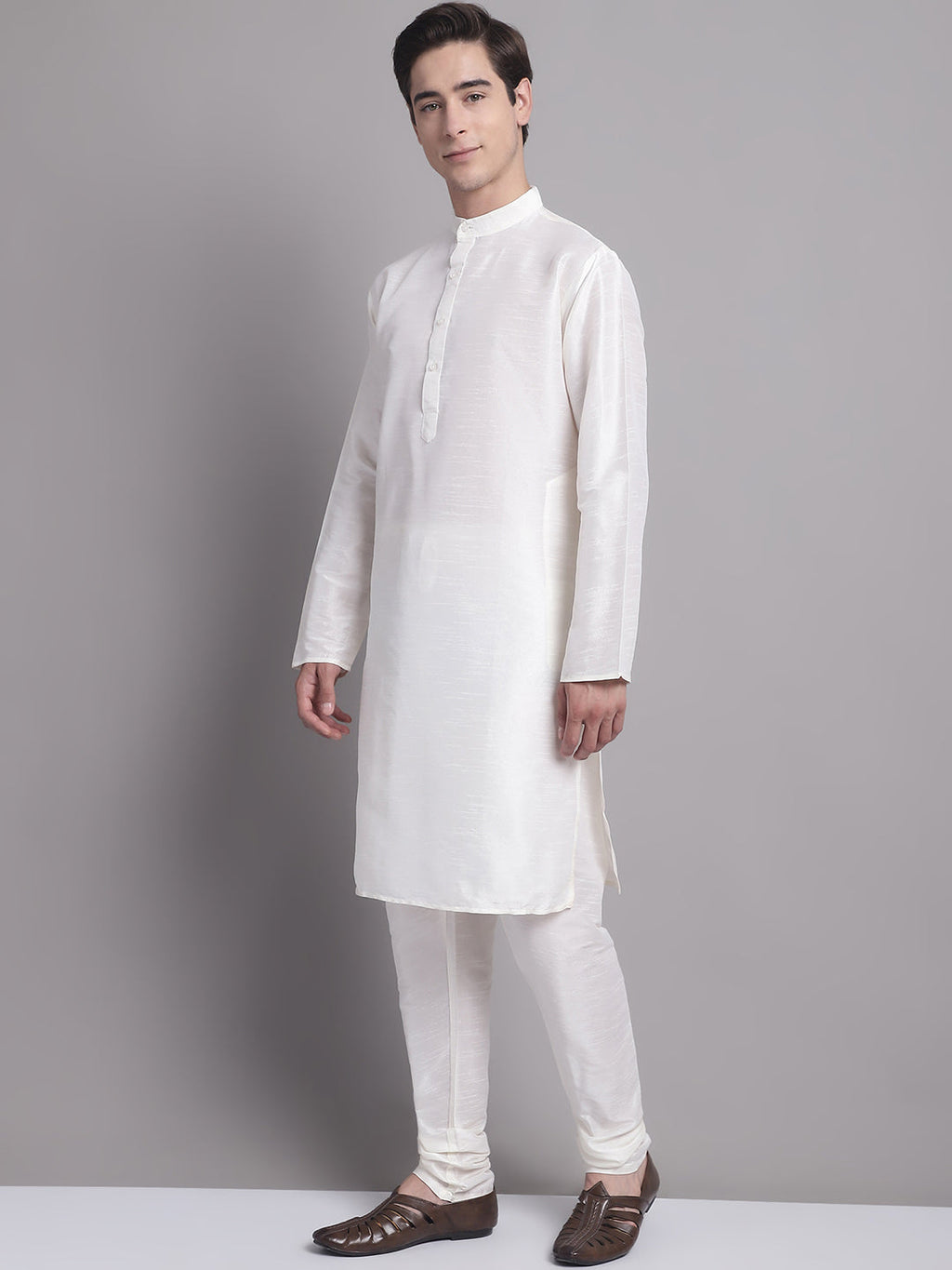 Jompers Men's Blue Printed Nehru Jacket With Solid Kurta Pyjama