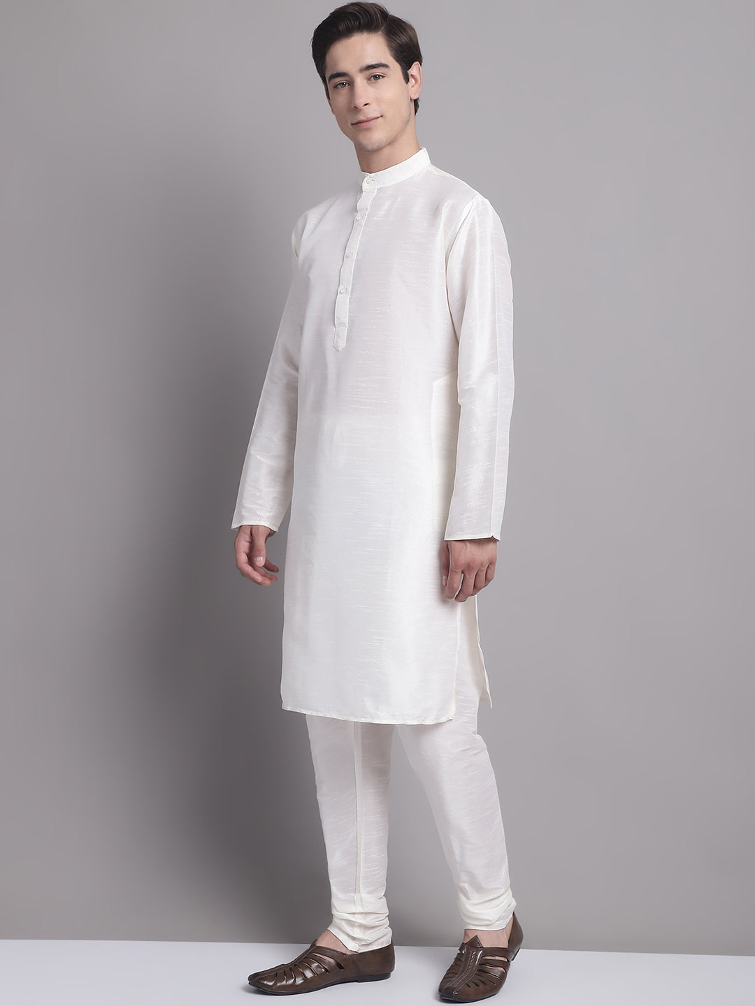 Jompers Men's Peacock Blue Sequins and Embroidred Nehru Jacket With Solid Kurta Pyjama