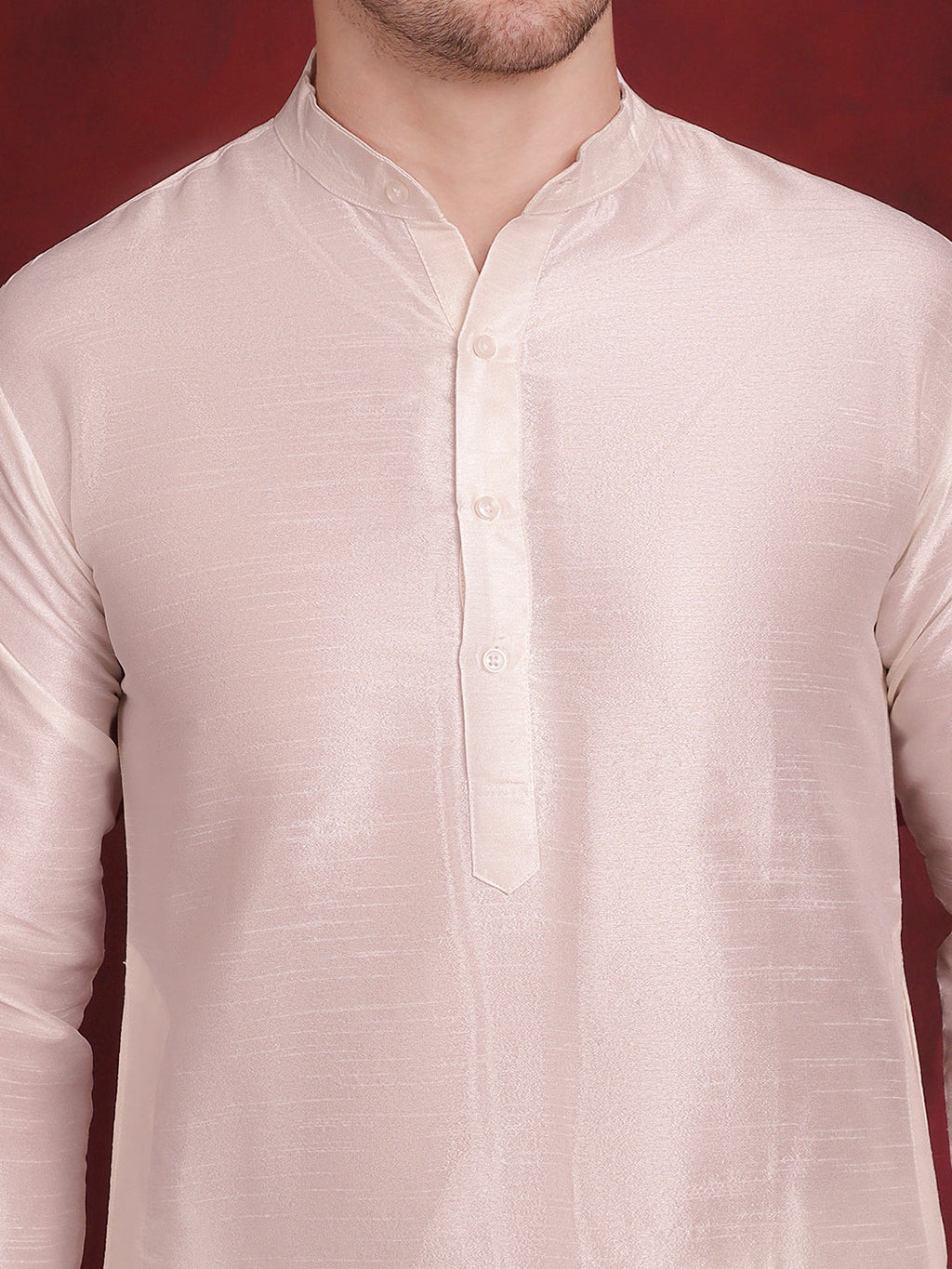 Jompers Men's White Woven Design Nehru Jacket With Kurta Pyjama Set - White