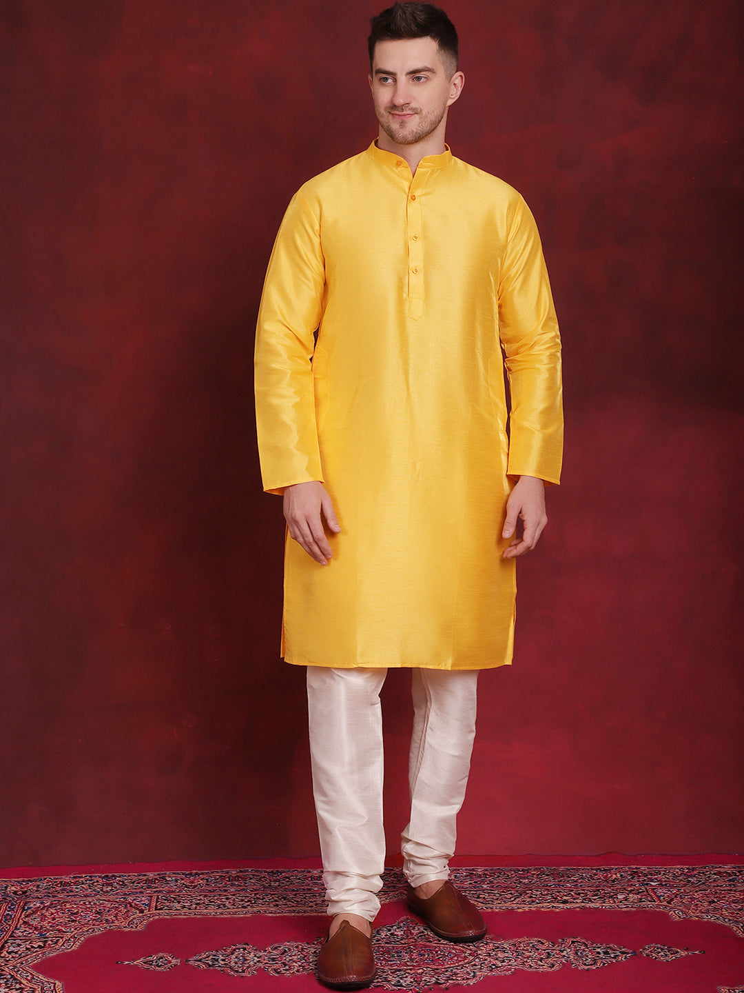 Jompers Men's Multi Printed Nehru Jacket With Kurta Pyjama Set