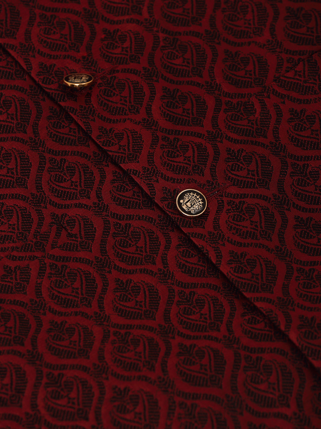 Jompers Men's Woven Design Nehru Jacket and Kurta Pyjama Set - Maroon