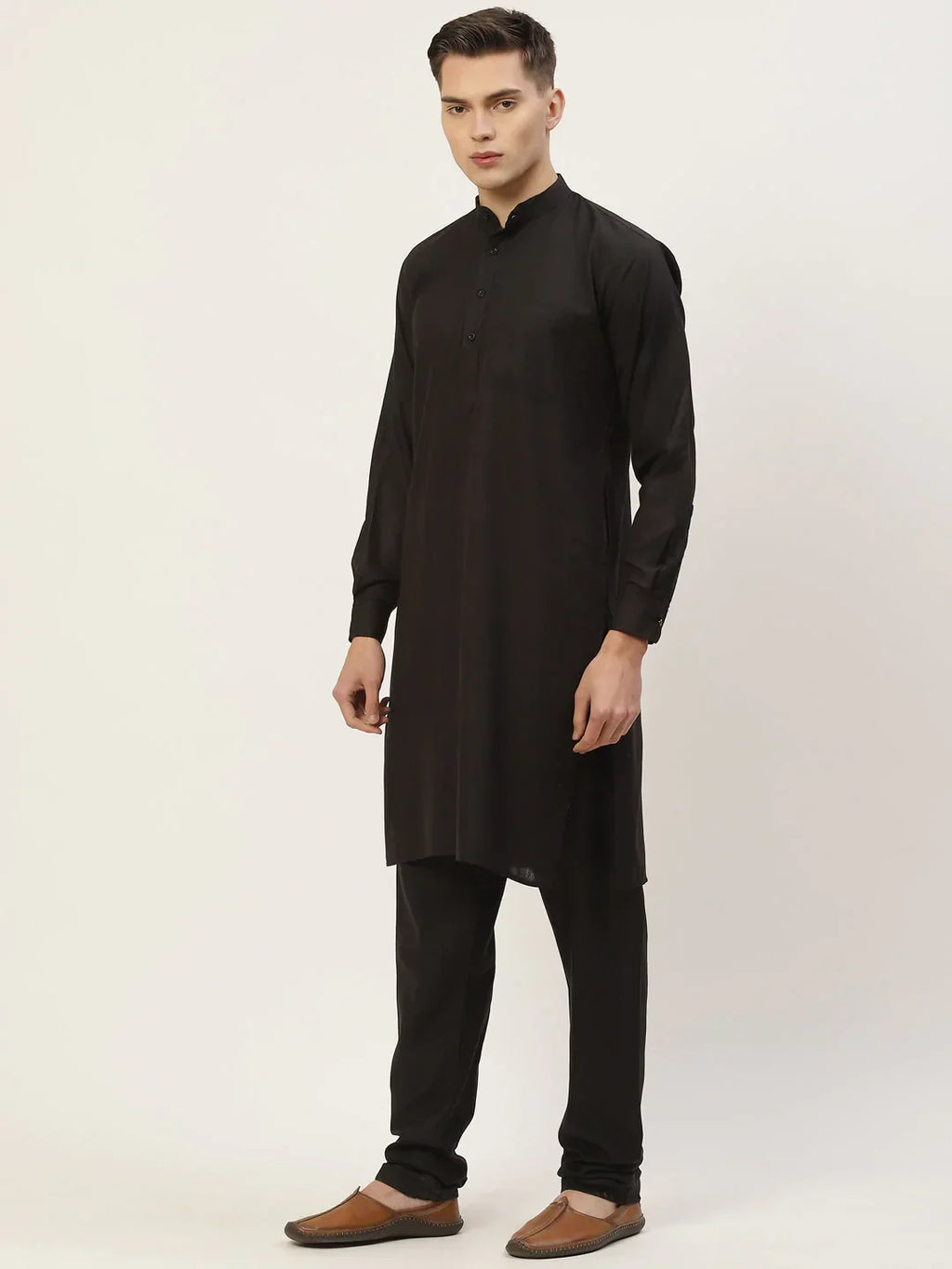 Jompers Men's Kurta Pyjama With Grey Solid Nehru Jacket