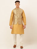 Jompers Men's Solid Kurta Pyjama With Nehru Jacket - DGolden