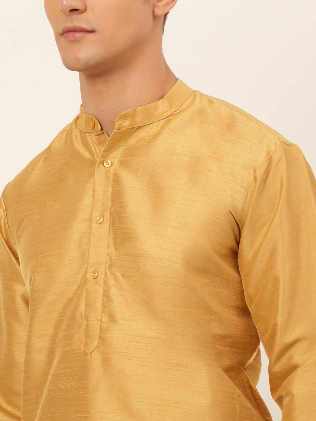 Jompers Men's Solid Kurta Pyjama With Nehru Jacket - DMustard