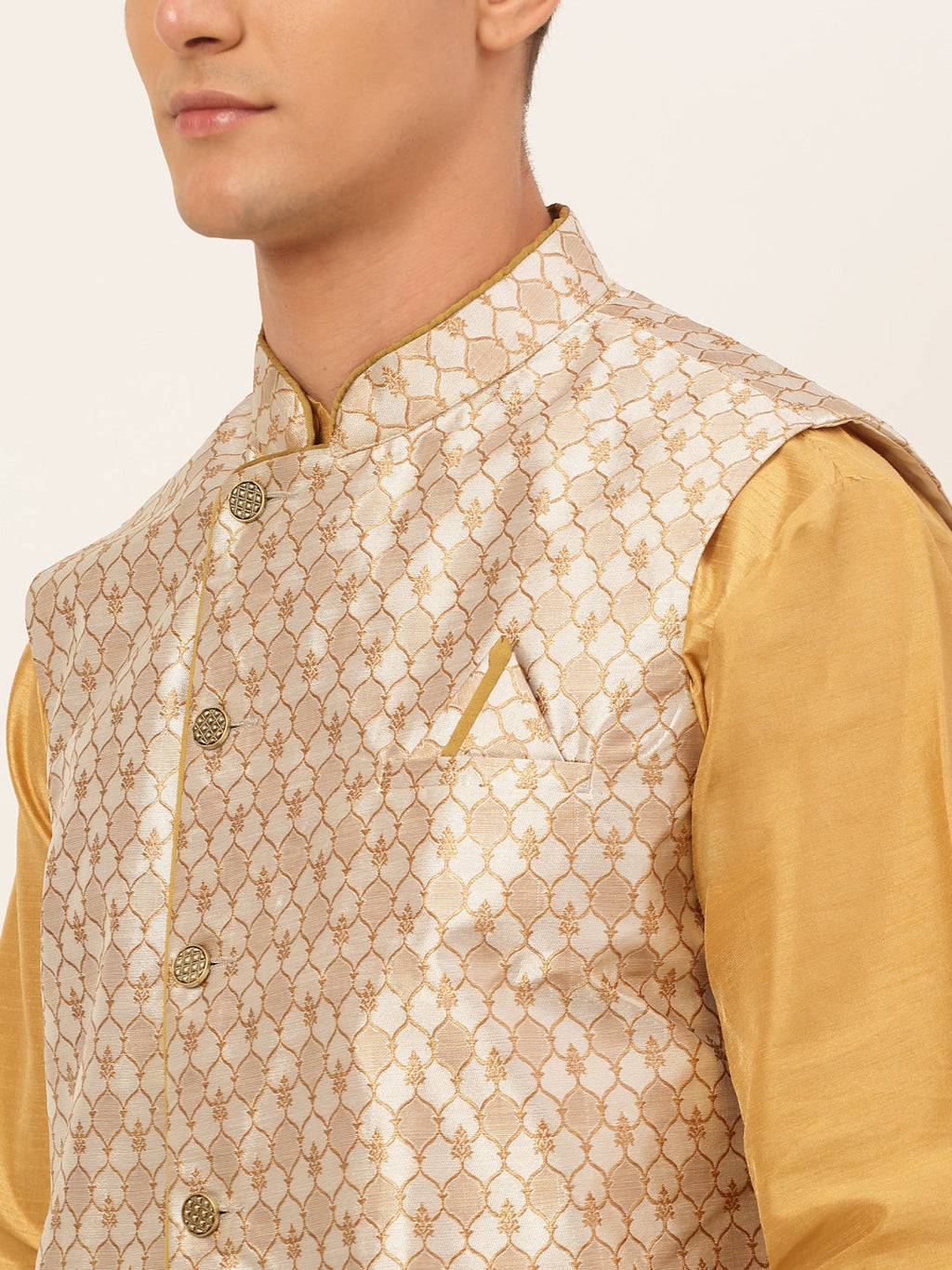 Jompers Men's Solid Kurta Pyjama With Nehru Jacket - DSilver