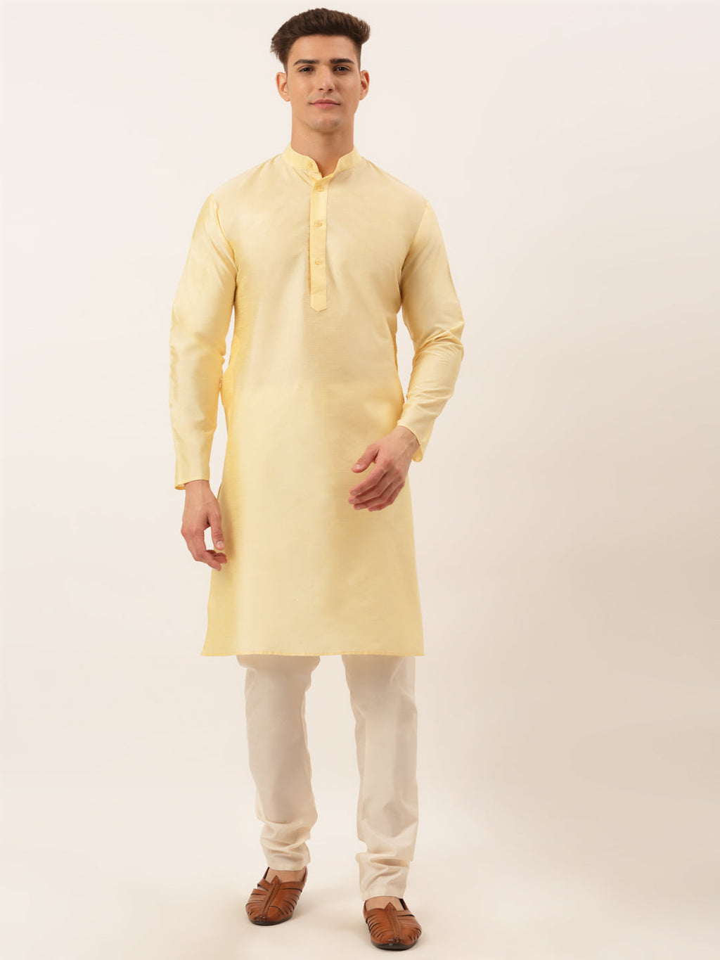 Jompers Men's Woven Design Nehru Jacket and Kurta Pyjama Set - Maroon