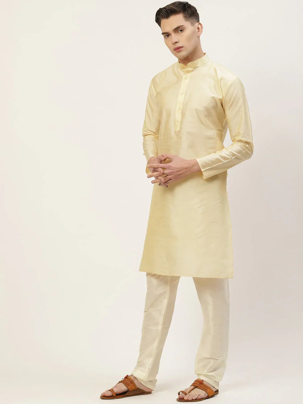 Jompers Men's Solid Kurta Pyjama With Floral Maroon Printed Nehru Jacket