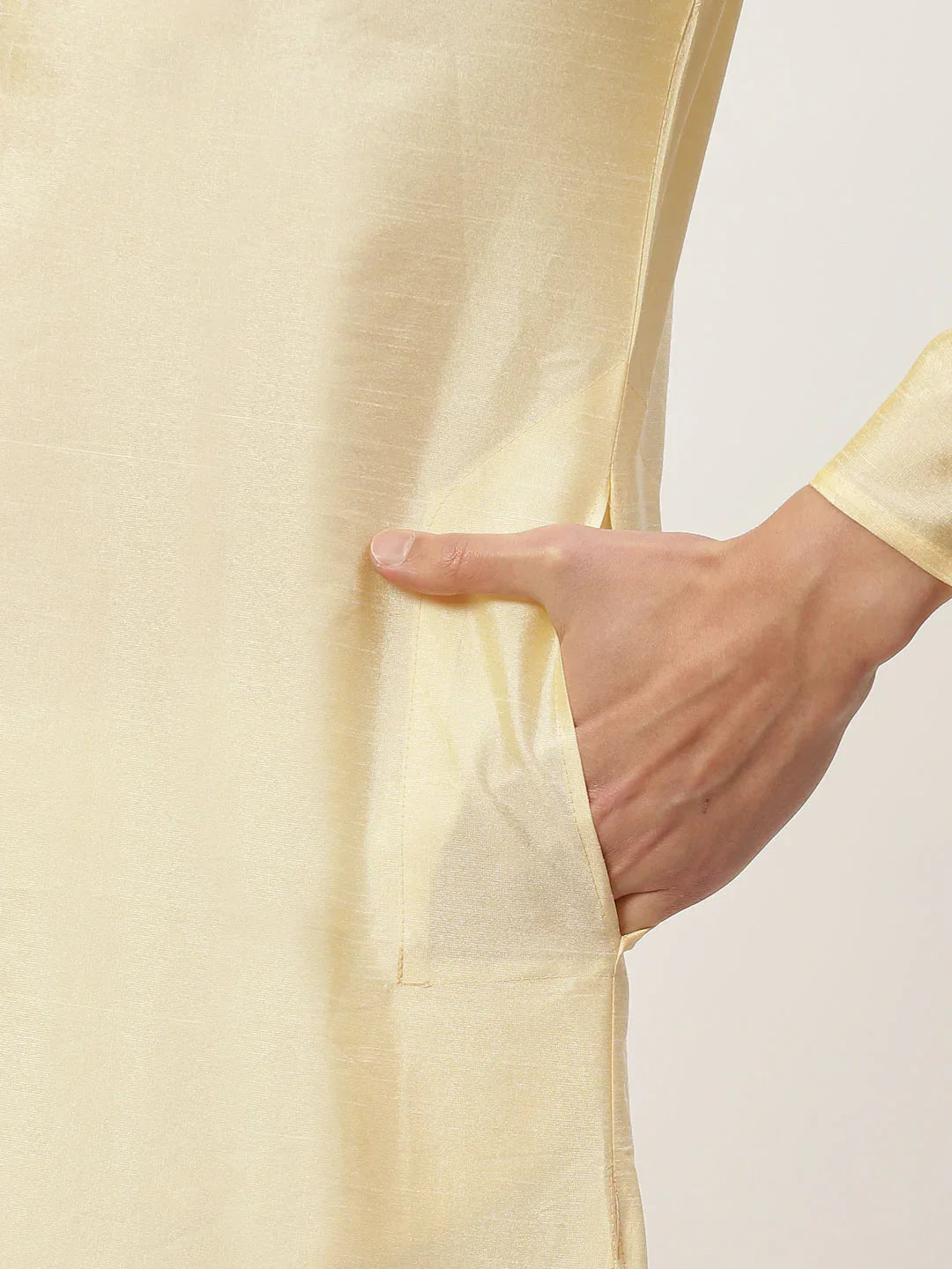 Jompers Men's Solid Kurta Pyjama With Floral Peach Printed Nehru Jacket