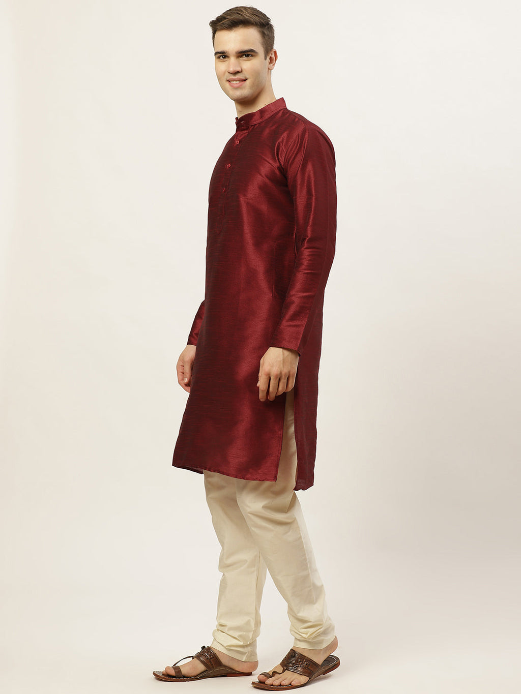Jompers Men's Printed Nehru Jacket and Kurta Pyjama Set - Black