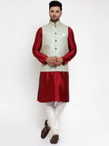Jompers Men's Solid Dupion Kurta Pajama with Embroidered Nehru Jacket (Sky)