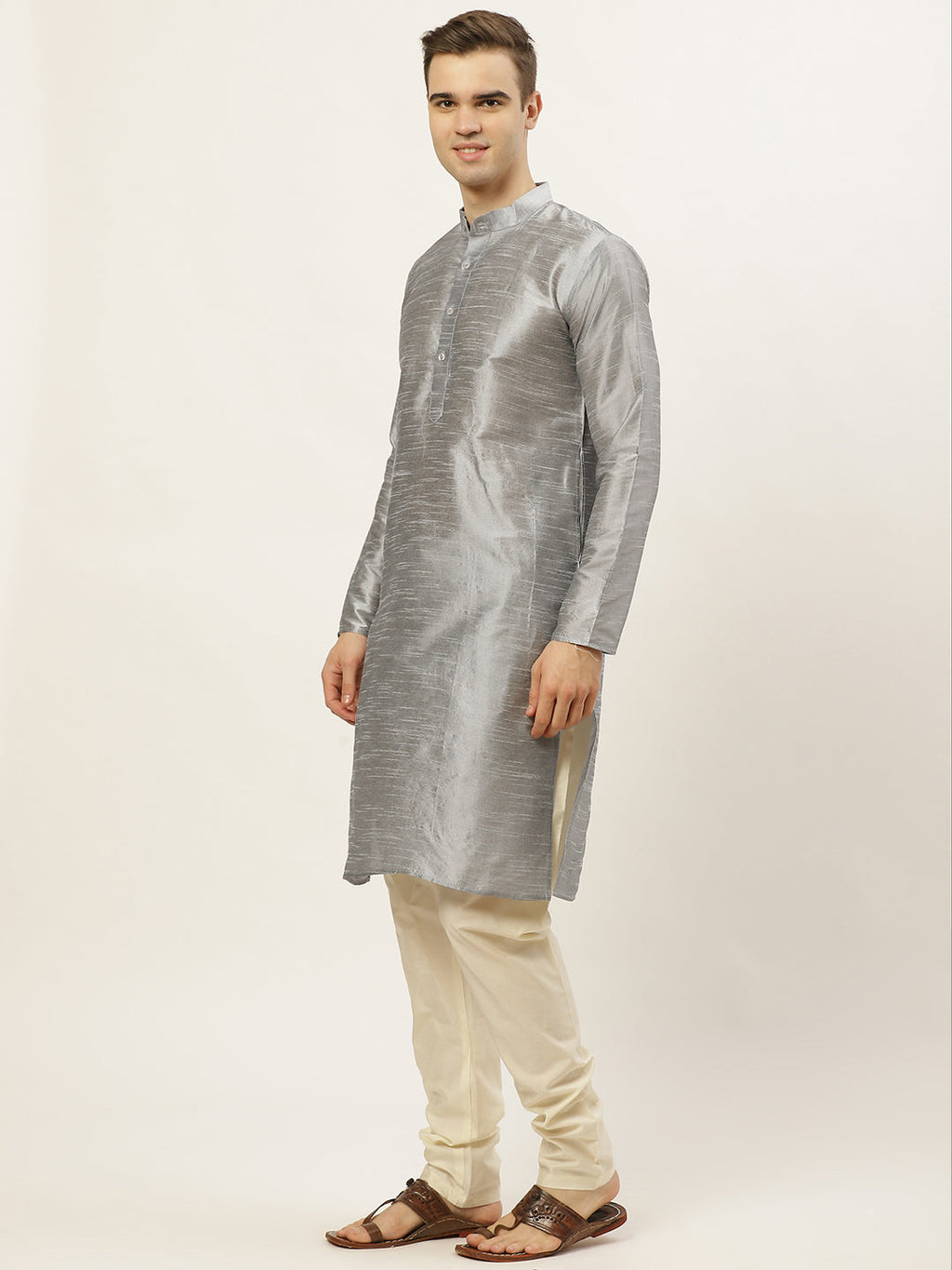Jompers Men's Printed Nehru Jacket and Kurta Pyjama Set - Maroon