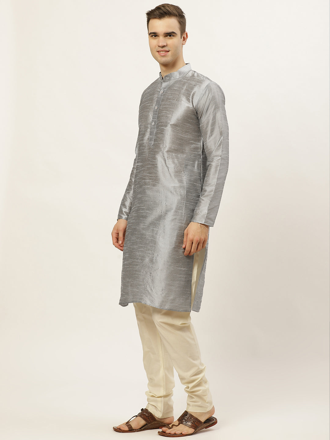 Jompers Men's Printed Nehru Jacket and Kurta Pyjama Set - Maroon