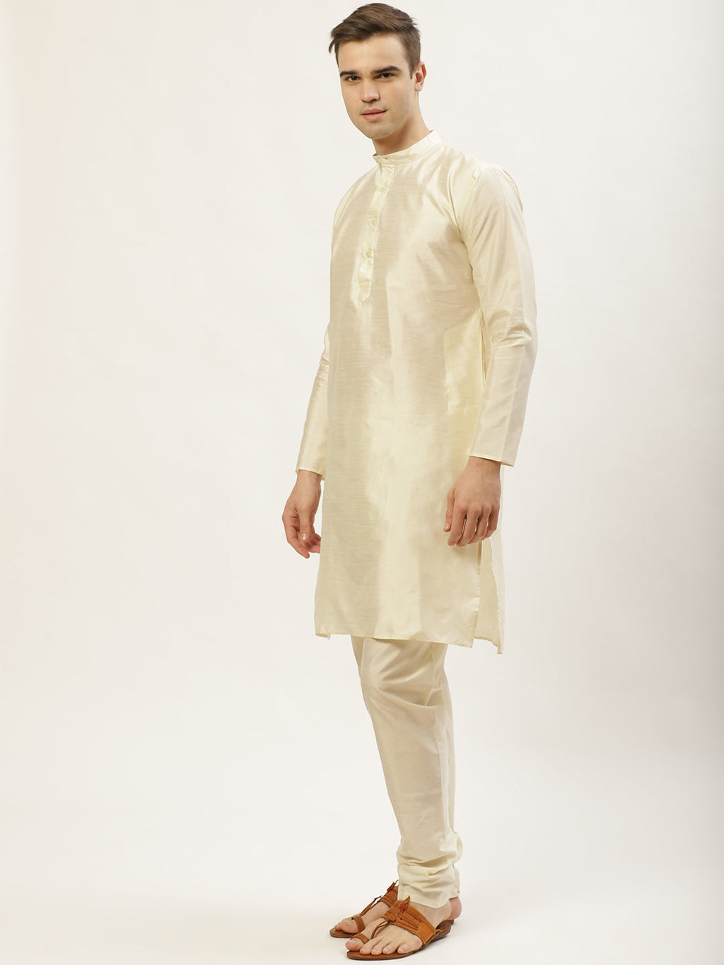 Jompers Men's Embroidered Nehru Jacket & Kurta Pyjama ( Grey )