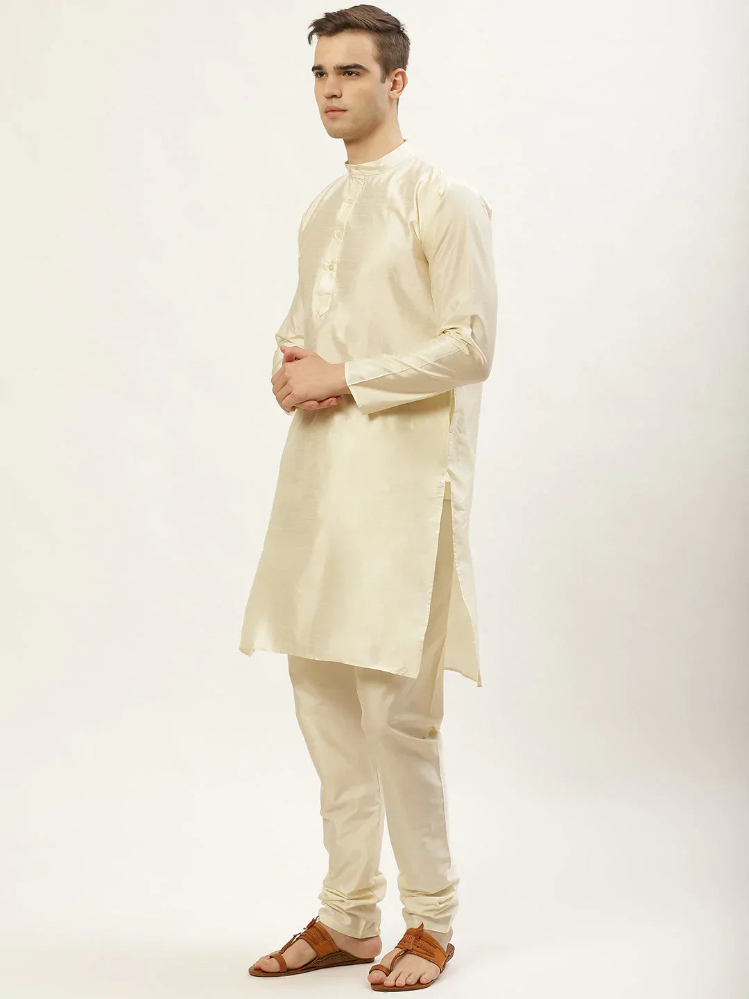 Jompers Men's Printed Nehru Jacket and Kurta Pyjama Set - Maroon