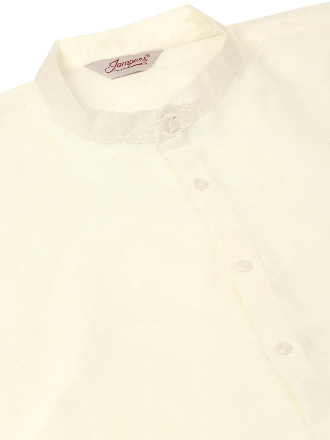 Jompers Men's Solid Kurta Pyjama With Maroon Floral Embroidered Nehru Jacket
