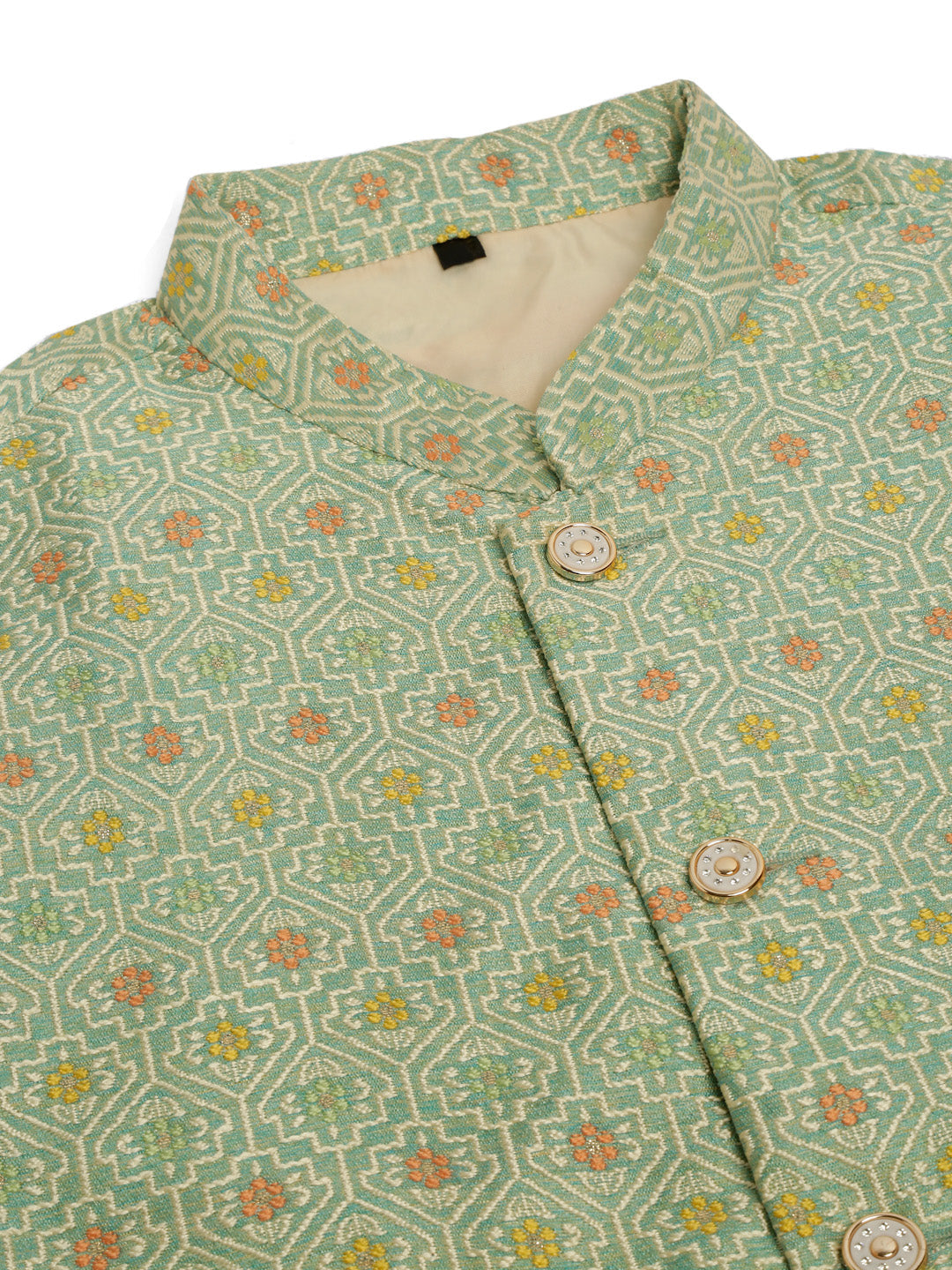 Jompers Men's Solid Kurta Pyjama With Nehru Jacket - Green