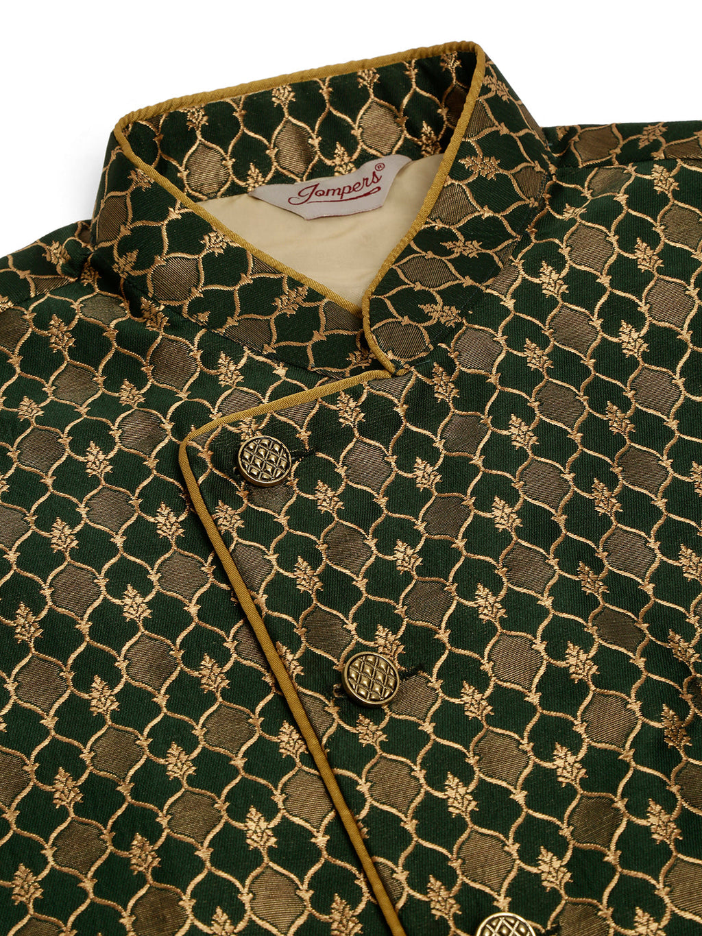 Jompers Men's Solid Kurta Pyjama With Nehru Jacket - Olive
