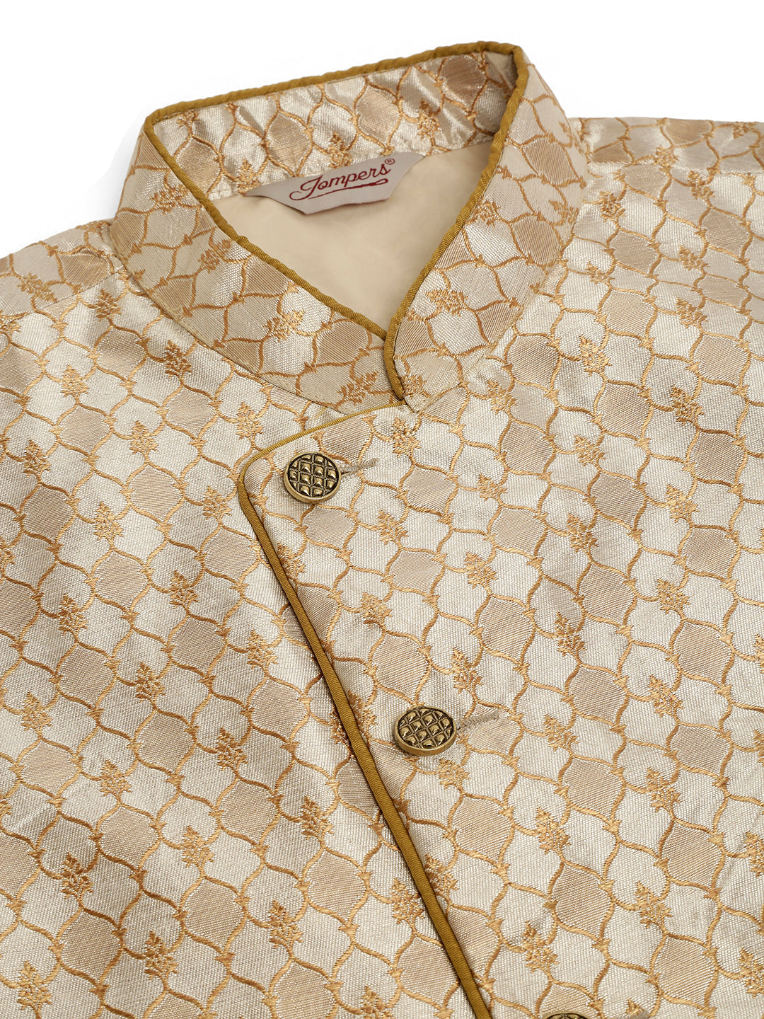 Jompers Men's Solid Kurta Pyjama With Nehru Jacket - Silver