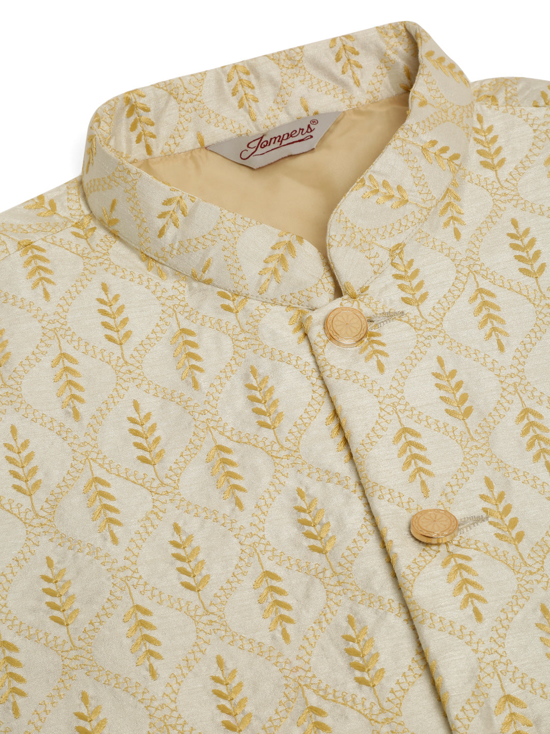 Jompers Men's Solid Kurta Pyjama With Nehru Jacket - Silver