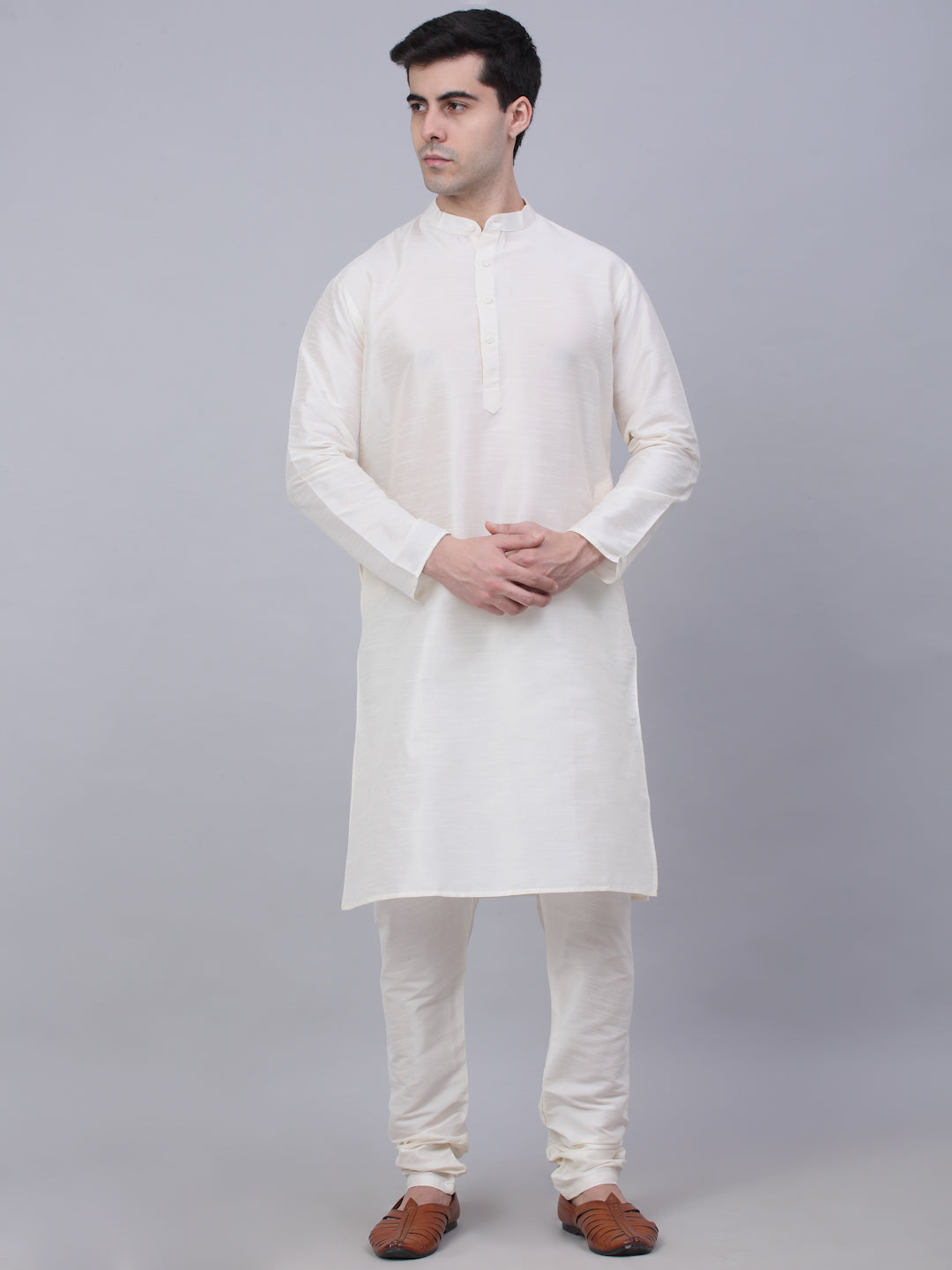 Jompers Men's Solid Kurta Pyjama With Woven Design Nehru Jacket - Yellow