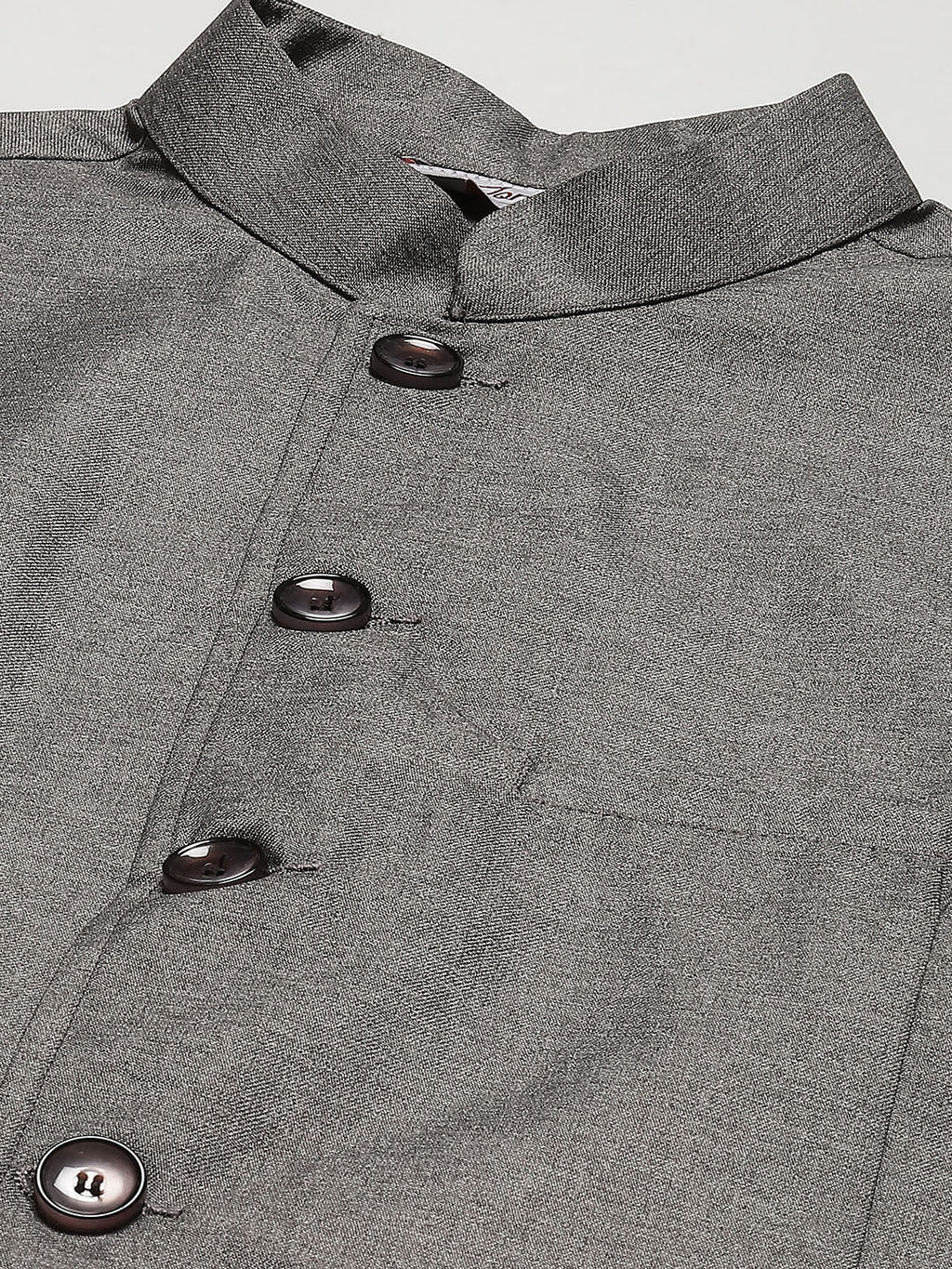 Jompers Men's Kurta Pyjama With Charcoal Grey Solid Nehru Jacket