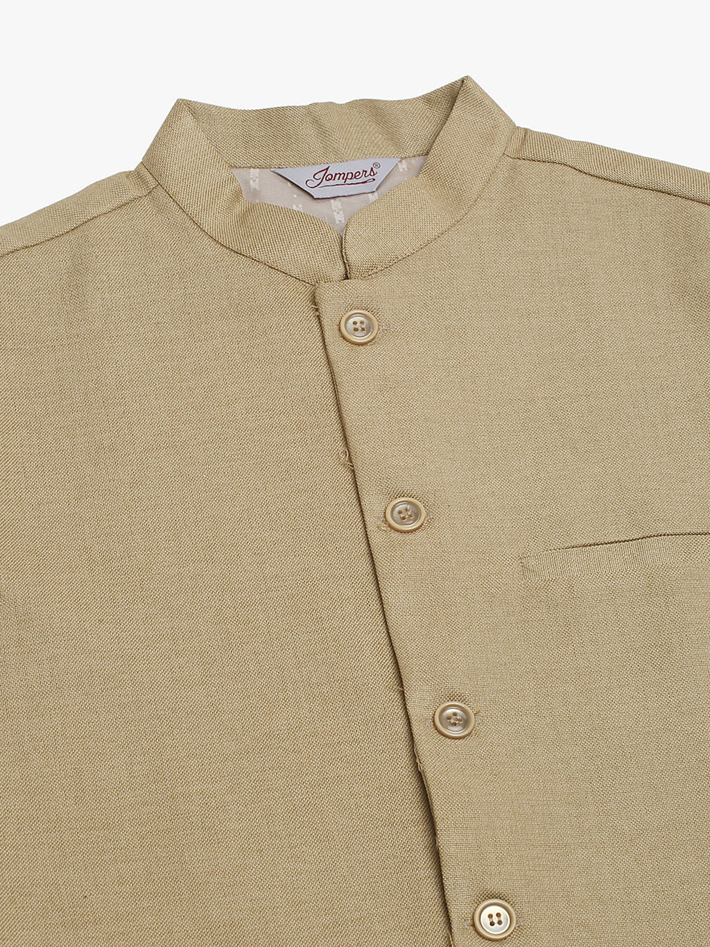 Jompers Men's Solid Kurta Pyjama With Nehru Jacket - Beige