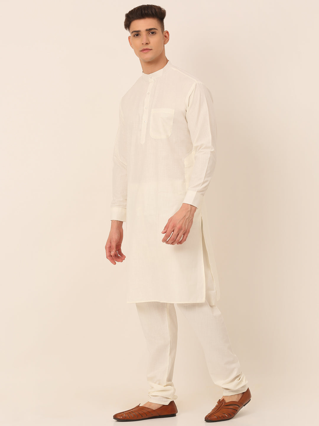 Jompers Men's Solid Kurta Pyjama With Nehru Jacket - Black