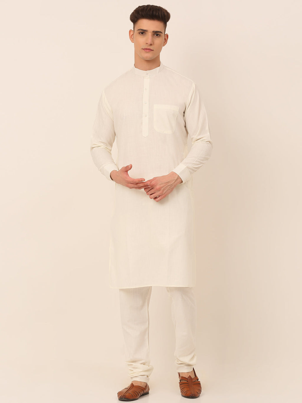 Jompers Men's Solid Kurta Pyjama With Nehru Jacket - Charcoal