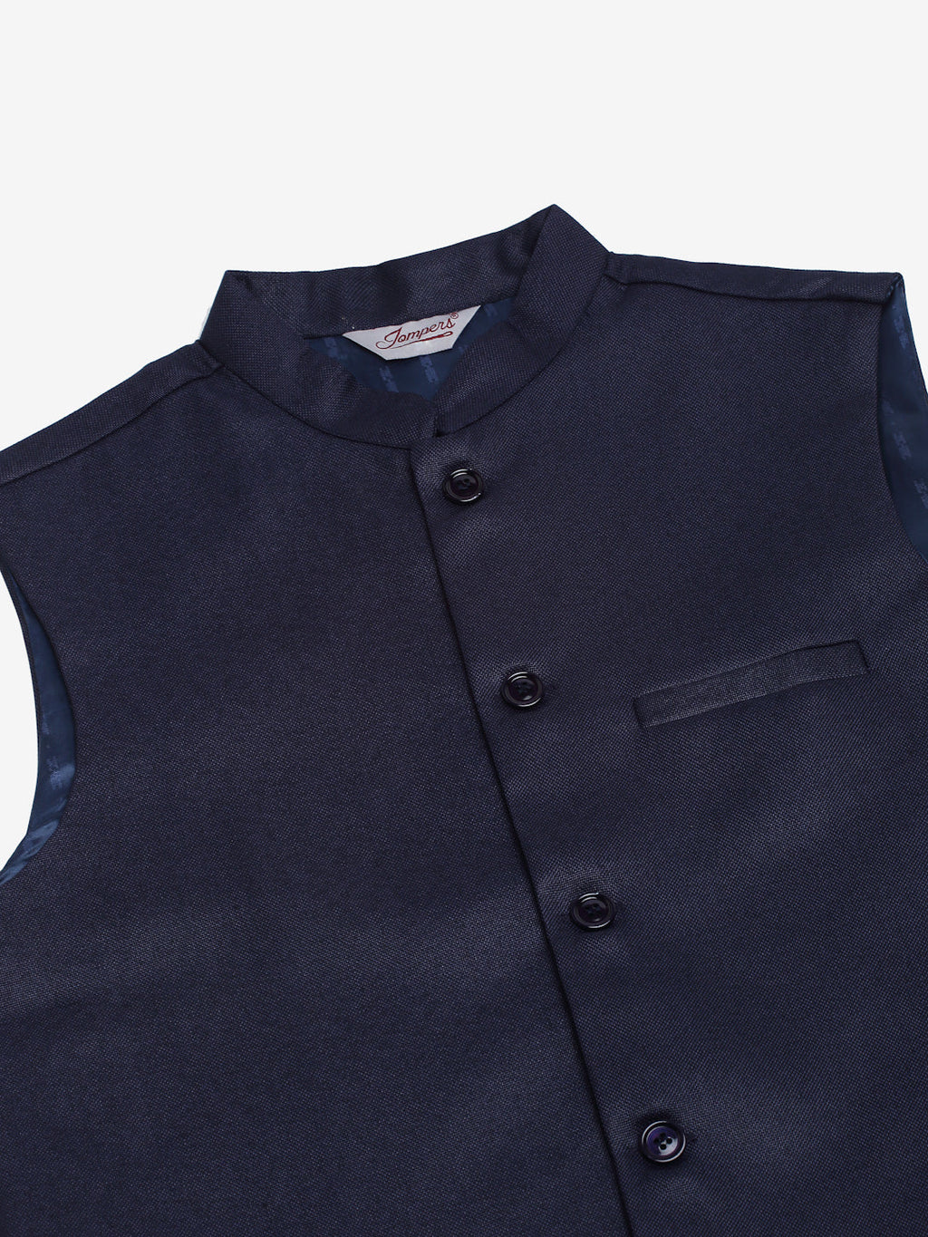 Jompers Men's Solid Kurta Pyjama With Nehru Jacket - Navy Blue