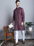 Jompers Men's Maroon Woven Design Kurta with Pyjamas