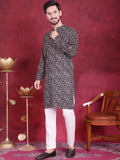 Jompers Men's Digital Printed Kurta with Pyjama - Navy Blue